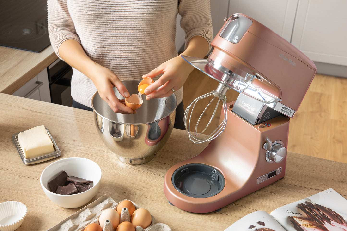 Batidora Pedestal Metalizada Rosa Sencor