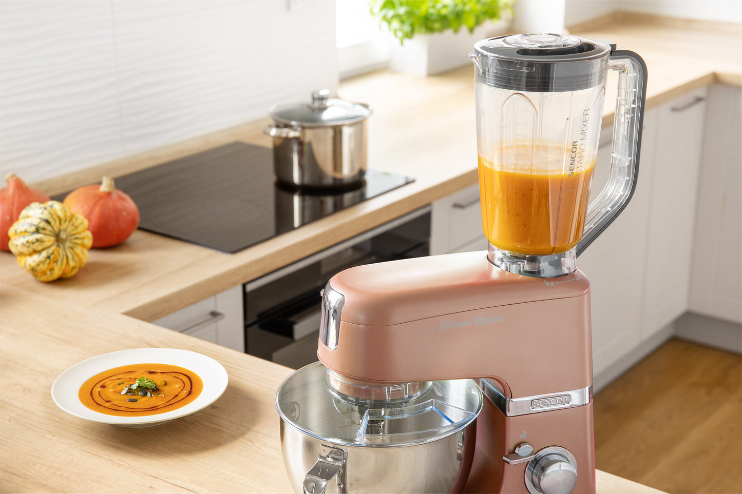 Batidora Pedestal Metalizada Rosa Sencor