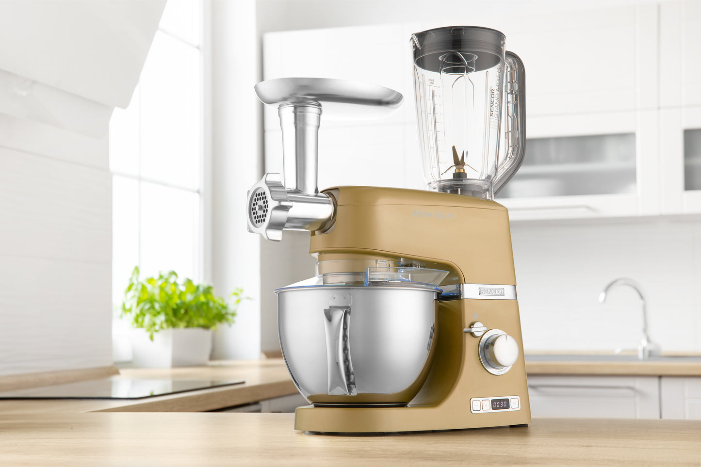 Batidora Pedestal Metalizada Beige Sencor
