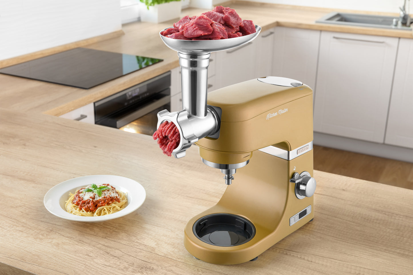 Batidora Pedestal Metalizada Beige Sencor