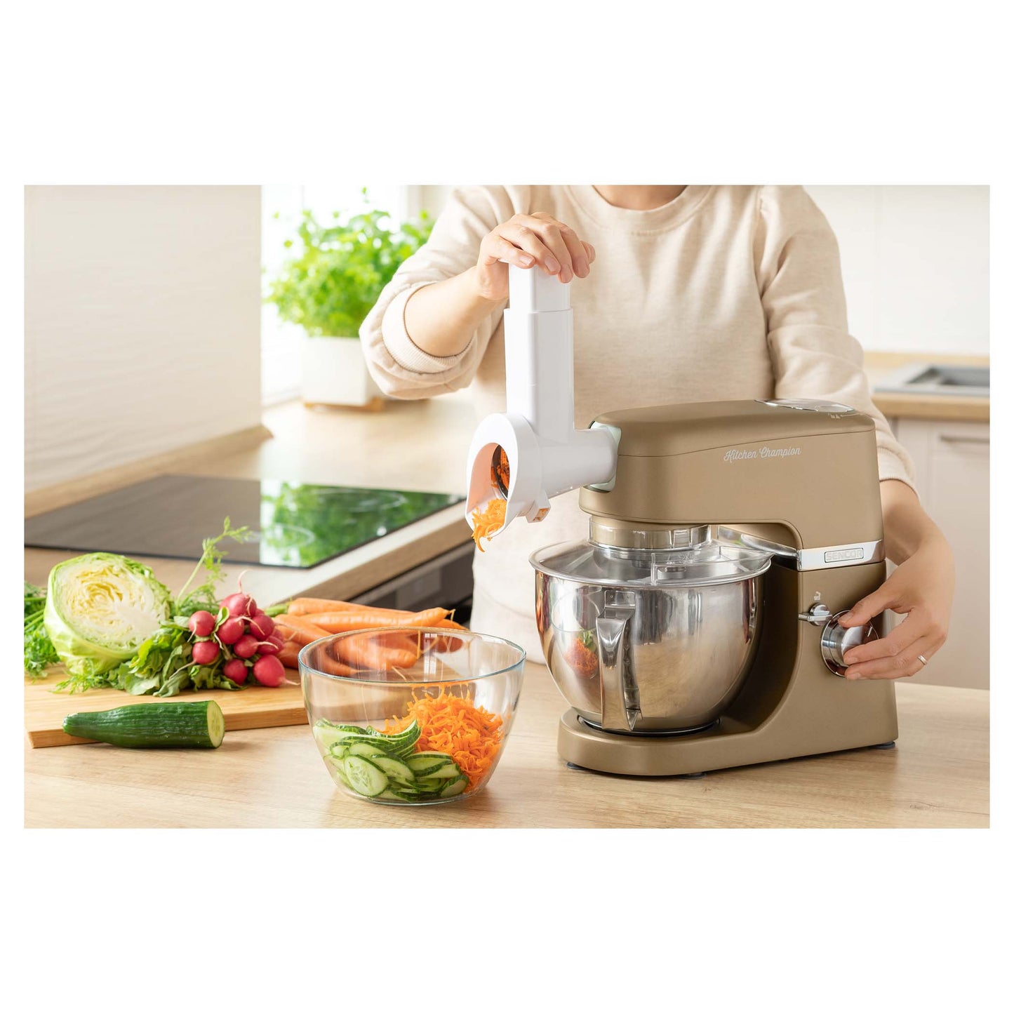 Batidora Sencor STM 6377CH con multiples accesorios y ralla verduras