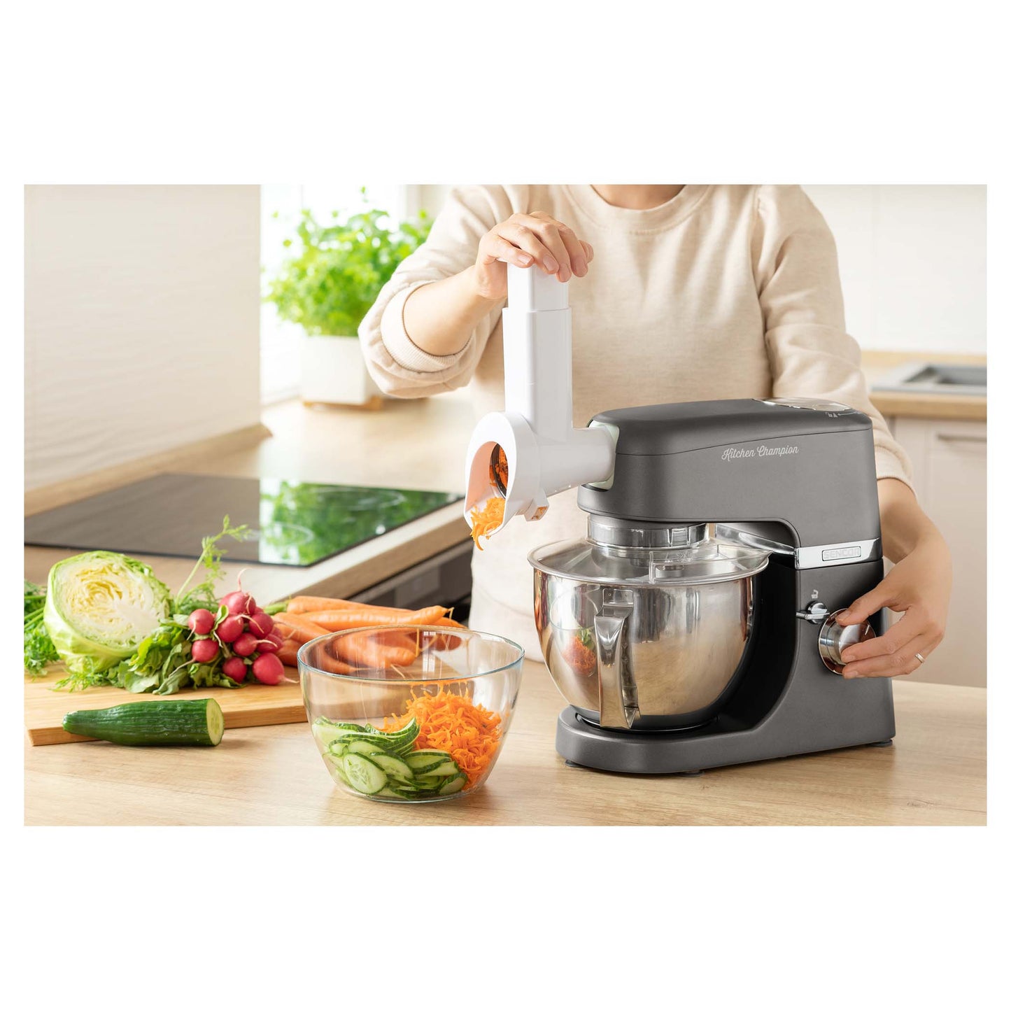 Batidora Sencor STM 6378BK con multiples accesorios y rallador